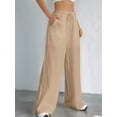 thumbnail image 6 of Women Wide Leg Linen Pants, High Waisted Summer Casual Cotton Linen Palazzo Pants with Pockets Camel Color XL, 6 of 8