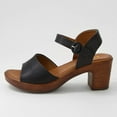 thumbnail image 2 of FSJ Women Platform Chunky Heel Sandals Wooden Block Heel Comfortable Open Toe Ankle Strap Wide Band Mid Heel Party Date Night Dance Shoes Size 8 Black, 2 of 4