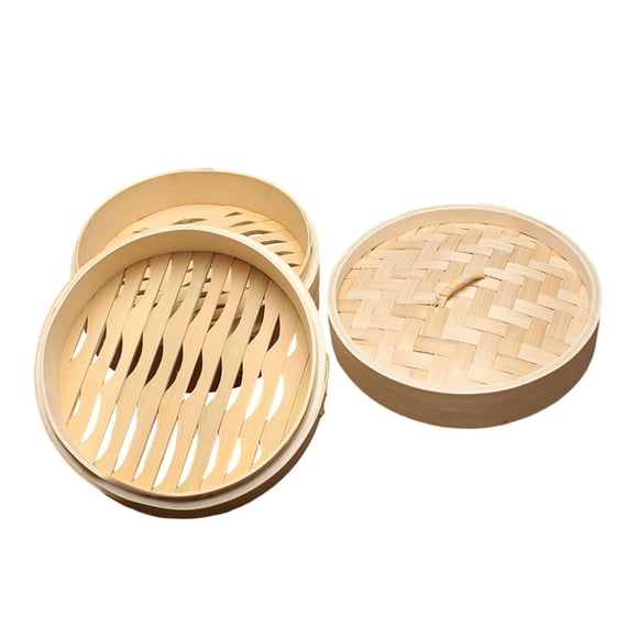 Almencla Bamboo Steamer Basket Chinese Asian Cuisine for Asian Food Vegetable Chicken Style A