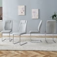 thumbnail image 3 of Set of 4 Light Gray PU Dining Chairs, Faux Leather Cushioned Seats with Metal Legs for Kitchen & Living Room, 3 of 10