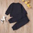 thumbnail image 4 of Vedolay Girl's Outfits Kids Girl Ribbed Long Sleeve T-shirt Top + Striped Pants Fall Outfits,Blue 12-18 Months, 4 of 5