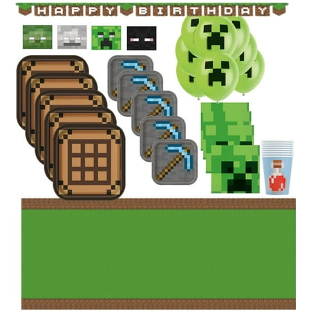 Minecraft Birthday Party Supplies For 16 With Decorations