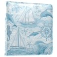 thumbnail image 2 of PU Leather Photo Album with 20 Self-Adhesive Pages 3-Ring Binder DIY Scrapbook Album for Pictures & Keepsakes11.8×11.2×1.5in Light Blue Dolphins Nautical Pattern, 2 of 9