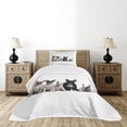 thumbnail image 4 of Ambesonne Bulldog Quilted Bedspread Set 2 Pcs, Young Doggies Photo, Twin Size, Black White Beige, 4 of 5