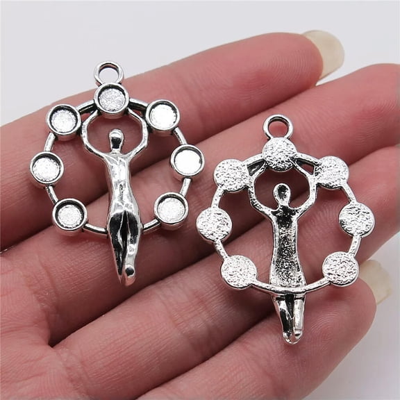 HOOUN 46 Pcs Antique Silver Yoga Charms Pendant 40x30MM C13673