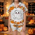thumbnail image 2 of MEZZALL Girls Halloween Pajama Sets With Sleepwear Two Piece Cozy Short Sleeve Lapel Button Shirts Blouse Tops With Shorts For Toddler Kids Nightwear, 2 of 6