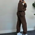 thumbnail image 7 of FAIWAD Women's 2 Piece Tracksuit Set Long Sleeve Zip Stand Collar Sweatshirt and Loose Jogger Pants, 7 of 7