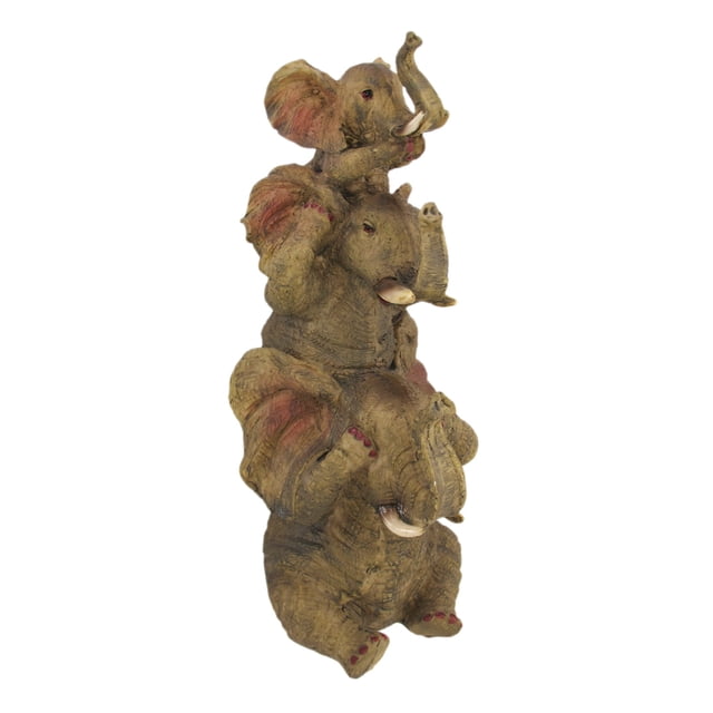 Statue de Trio d'Éléphant Empilé Sans Mal