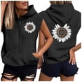 thumbnail image 2 of Sexlip Womens Short Sleeve Graphic Print Hooded T Shirt Kangaroo Pocket Design Warm Fabric Relaxed Silhouette for Casual Hangouts Black XL, 2 of 5