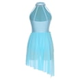 thumbnail image 2 of Aislor Women's Lyrical Dance Flower Applique Halter Strappy Asymmetric Flowy Tulle Skirt Contemporary Dress Light Blue M, 2 of 7