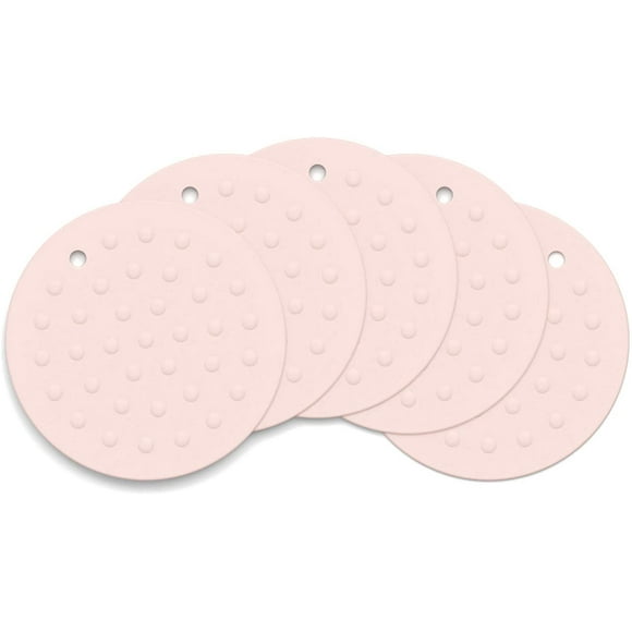 5 Pack Silicone Trivet Mat Pot Holders, Heat Resistant Non-Slip Kitchen Trivets, Super Soft Flexible Easy to Wash and Dry, Perfect for Hot Pots and Pans, Dining Table and Countertop, Jar Opener