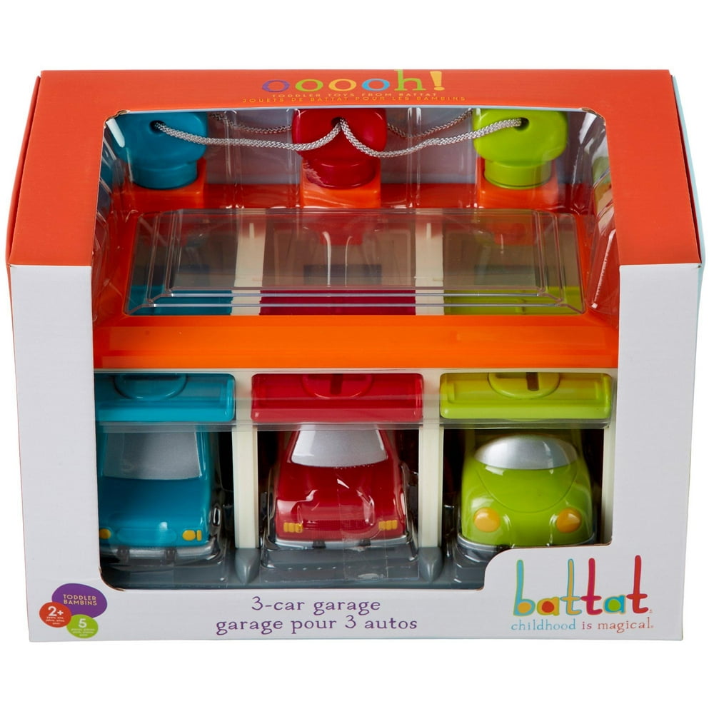 battat 3 car garage shape sorting toy garage with keys and 3 toy
