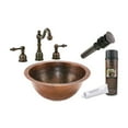 thumbnail image 1 of Premier Copper Products BSP2-LR12FDB Petit Rond sous Comptoir Martelé Évier en Cuivre avec Robinet à Orbe Répandu, 1 of 4