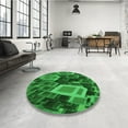 thumbnail image 4 of Ahgly Tapis Rond Lavable en Machine Intérieur Transitionnel Vert Émeraude Profond, 8 Pieds Rond, 4 of 7