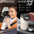 thumbnail image 5 of Floral 30oz Handheld Travel Tumbler with Handle – Double Wall Stainless Steel Insulated Cup, Flip Straw Lid, Leak-Proof & BPA-Free, Durable Hot & Cold Drink Mug,Thanksgiving, Xmas, Spring ,Flower, 5 of 6