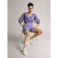 thumbnail image 2 of Zaccai Women's Purple Georgette Geometric Wrap Co-ord Set, 2 of 5