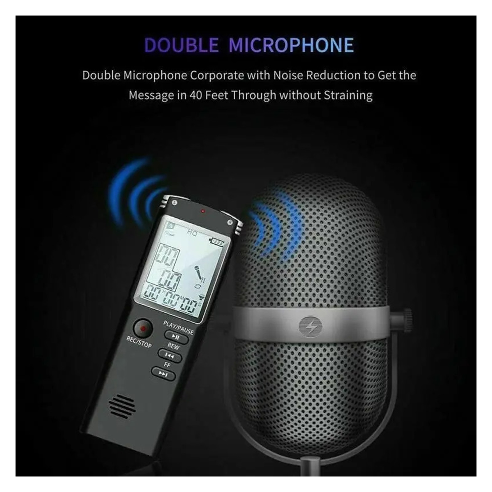 Voice Activated Recorder with Earphone & USB Charge Cable, Digital Voice Recorder with Playback ,Multi-Function