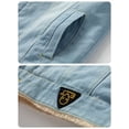 thumbnail image 5 of Men's Warm Sherpa Lined Denim Jacket Button Pockets Classic Trucker Outerwear Blue 3XL, 5 of 8