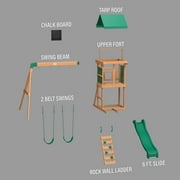 Backyard Discovery Buckley Hill Cedar Wood Swing Set, Slide, Play Deck, Rock Wall Ladder