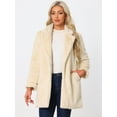 thumbnail image 2 of DARING DIVA Women's Lapel Faux Fur Fuzzy Warm Jacket Overcoat XL Apricot, 2 of 6