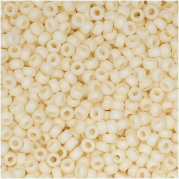 Miyuki Round Seed Beads 11/0, Matte Opaque Cream, 2mm Glass Beads, 8.5 Gram Tube (Approx. 900 Pieces), for Bead Weaving, Jewelry Making, DIY Crafts