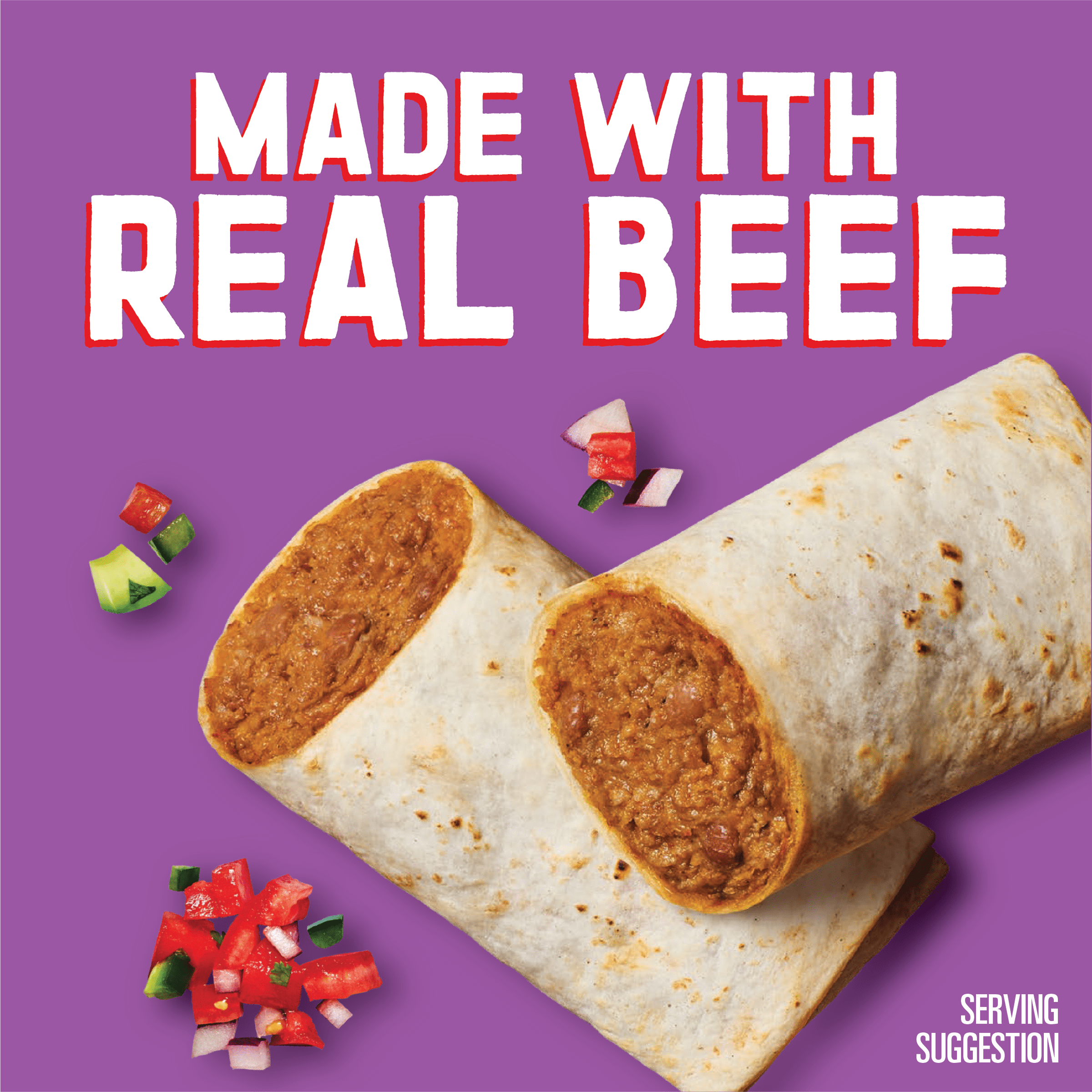 El Monterey Beef & Bean Burritos, 32 oz, 8 Count (Frozen)