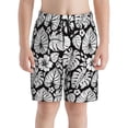 thumbnail image 2 of Cauagu Tropical Leaves Print Swim Trunks for Men,Youth Boys Swim Shorts Compression Liner Beach Shorts Boys' Swimming Shorts 7-20 Years Bathing Suit-Medium, 2 of 7