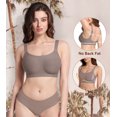 thumbnail image 4 of Exerin Women's Wireless Push Up Bra Comfort Full Coverage Seamless Bralette(Brown,XXL), 4 of 7
