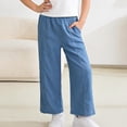 thumbnail image 7 of ZACPNCV Girls Tencel Denim Jeans Wide Leg Flared Pants Loose Fit Lyocell Summer Casual Trousers, 7 of 7