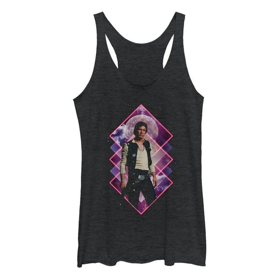 Women's Star Wars Han Solo Retro Heartthrob  Racerback Tank Top Black Heather Large