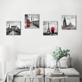 thumbnail image 2 of Paris Wall Art Bathroom Decor Red and Black Cityscape Canvas Pictures Bedroom Eiffel Tower Wall Decor for Living Room Kitchen Artwork Famous City Landmarks Posters Modern Home Decorations 12x12" 4 Pcs, 2 of 6