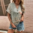 thumbnail image 6 of kytmyeq Women's Summer Fashion Short Sleeve Vintage Floral Printed Button T-Shirt Top, 6 of 6