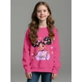 thumbnail image 5 of Aideaone Girls Sweatshirts Crewneck Cute Cartoon Graphic Pullover Long Sleeve Relaxed Fit Tops Rose Pink 5-14Years, 5 of 7