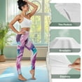 thumbnail image 7 of COEQINE Tummy Control Yoga Pants for Women with Pockets Buttery Soft Breathable 4-Way Stretch Athletic Leggings Violet Blue Tie-Dye Compression Hip Lift Tights for Shopping, XL, 7 of 7