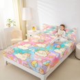 thumbnail image 3 of Manfei Cute Kitten Bed Sheets, Cartoon Rainbow Galaxy Full Size Sheets, Pink Blue, 4 Pieces, 1 Flat Sheet, 1 Fitted Sheet and 2 Pillowcases, 3 of 6
