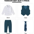 thumbnail image 4 of SANMIO Toddler Boy Suit Baby Boy Church Clothes Formal Dress Baptism Outfit Sets Shirt+Tie+Vest+Pants Kids Tuxedo 1-5T Boys Wedding Clothes, 4 of 7