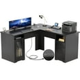 thumbnail image 6 of Homieasy L Shaped Desk with Drawer, 60 Inch Computer Desk with Power Outlet & USB Charging Port, Large Corner Desk with File Cabinets, 2 Person Sturdy Executive Desk with Storage Cabinet, Black, 6 of 8