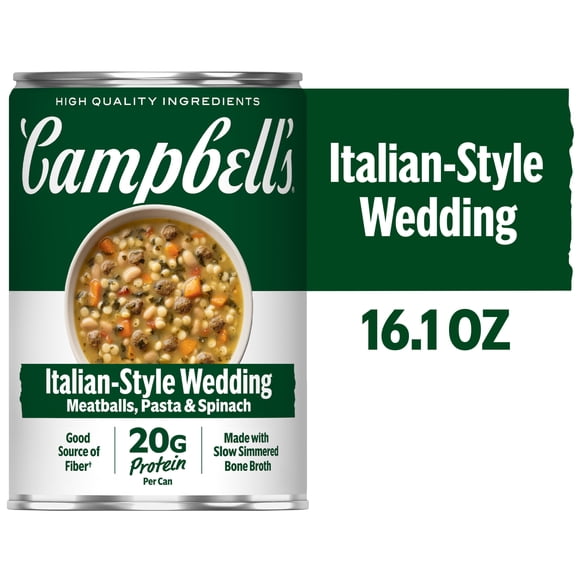 Campbell's Protein Italian Style Wedding Soup, 16.1 oz Can, Ready to Eat
