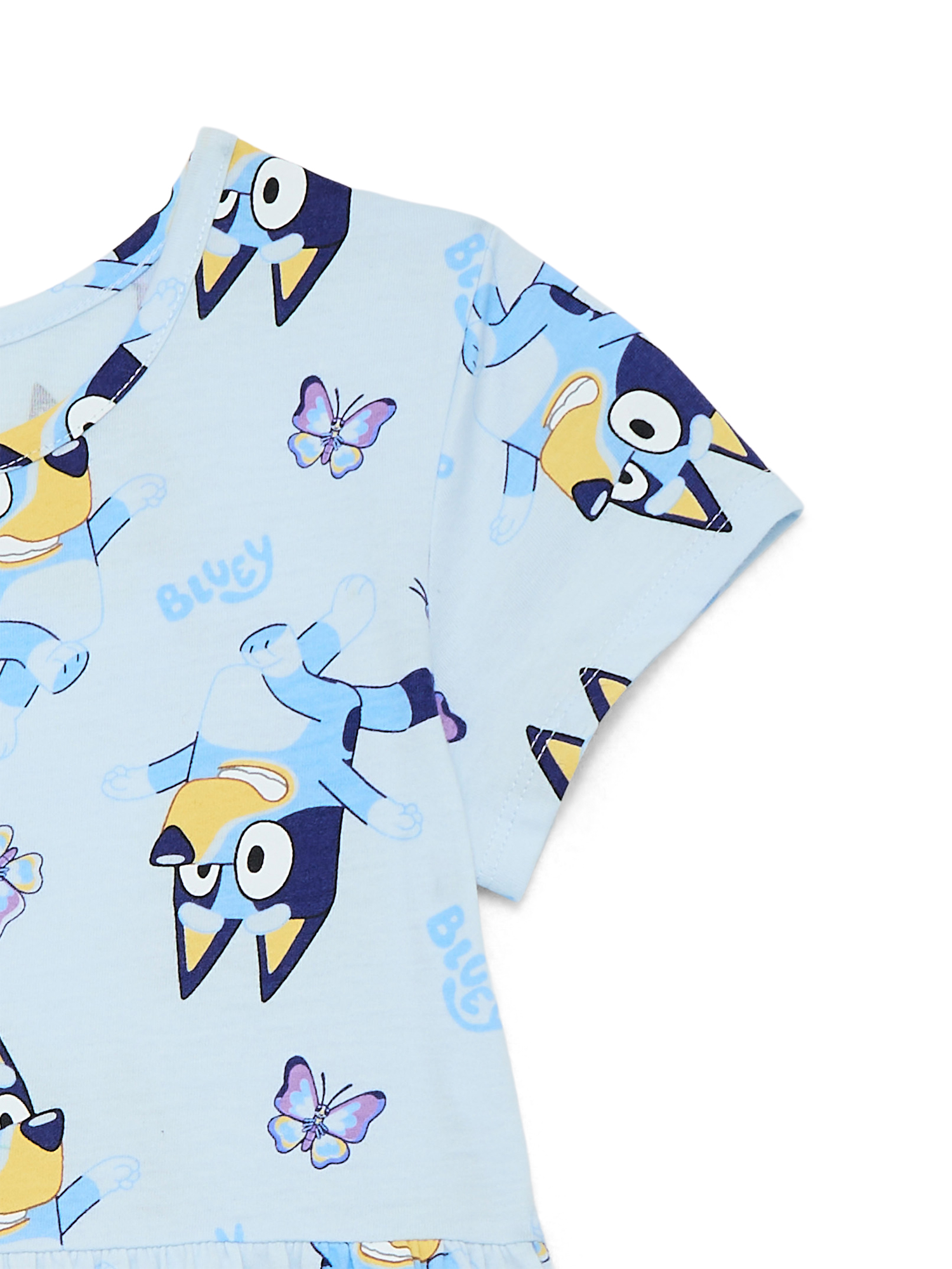 Bluey Girls Allover Print Dress with Short Sleeves, Sizes 4-12