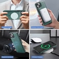 thumbnail image 3 of 2 in 1 Detachable Magnetic Phone Cases Compatible with iPhone 15 Plus Case with Card Holder RFID Blocking, Compatible with Magsafe Wallet, Vintage PU Leather Protective Cover, Green, 3 of 10