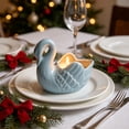 thumbnail image 4 of PSVFUJZ Ceramic Cygnet Candle Holder, Glossy Decorative Candlestick Stand, Holiday Ornament for Scented Candle Candlelight Dinner Thanksgiving Christmas Home Table Decor Blue, 4 of 7