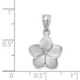 thumbnail image 4 of 14k White Gold White Brushed & Diamond-cut Plumeria Pendant, 4 of 5