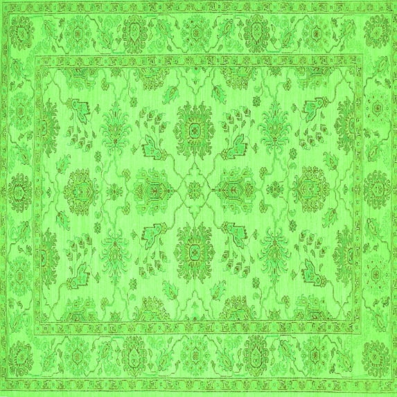 Ahgly Company Indoor Square Oriental Green Traditional Area Rugs, 3' Square