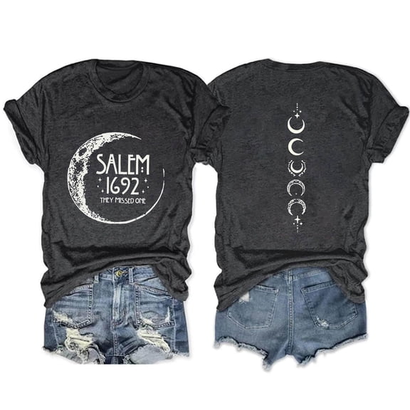 Halloween Shirts Womens Witch Tshirts Salem 1692 They Missed One Shirt Spooky Tee Tops