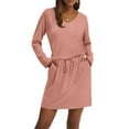 thumbnail image 4 of Dresses for Women 2025 Casual Long Sleeve Dress Trendy Fall Fashion Cozy Travel Outfits Pink S, 4 of 4