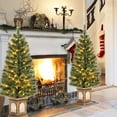 thumbnail image 3 of Costway 1 PCS 4 FT Pre-Lit Potted Christmas Tree Pine Needles 3 Dynamic Modes Remote Control, 3 of 10