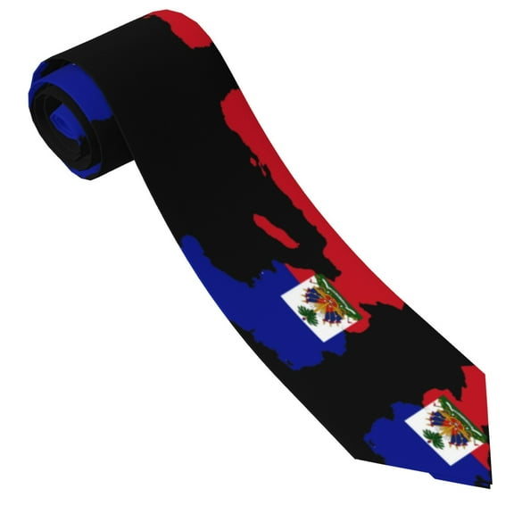 Men'S Tie Flag Of Haiti Print Polyester Necktie - One Size
