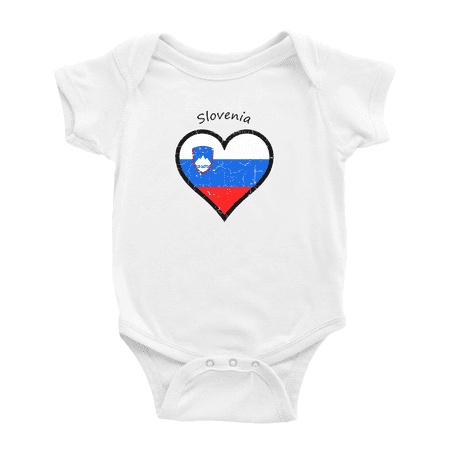 

Slovenia Flag Heart Love Funny Baby Clothing Bodysuits Boy Girl Clothes