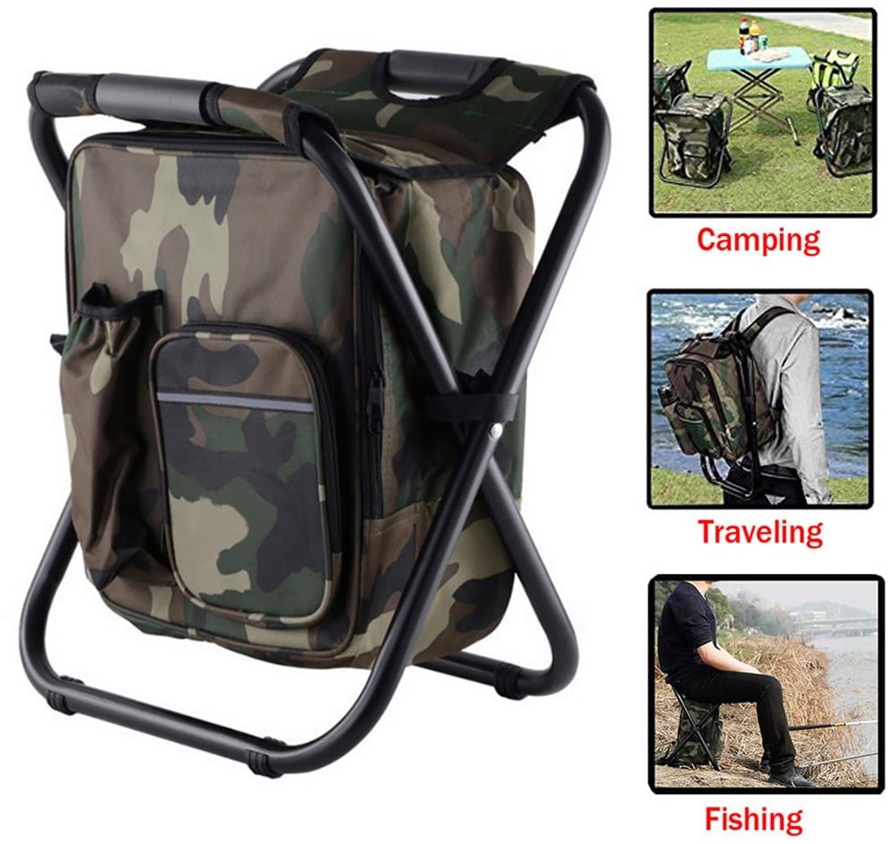 2 in 1 Folding Camping Fishing Hiking Chair & Cooler Picnic Bag Shoulder Strap 