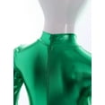 thumbnail image 6 of TiaoBug Kids Girls Metallic Full Body Unitard Gymnastics Jumpsuit Shiny Mock Neck Bodysuit Dancewear Green S/120, 6 of 7